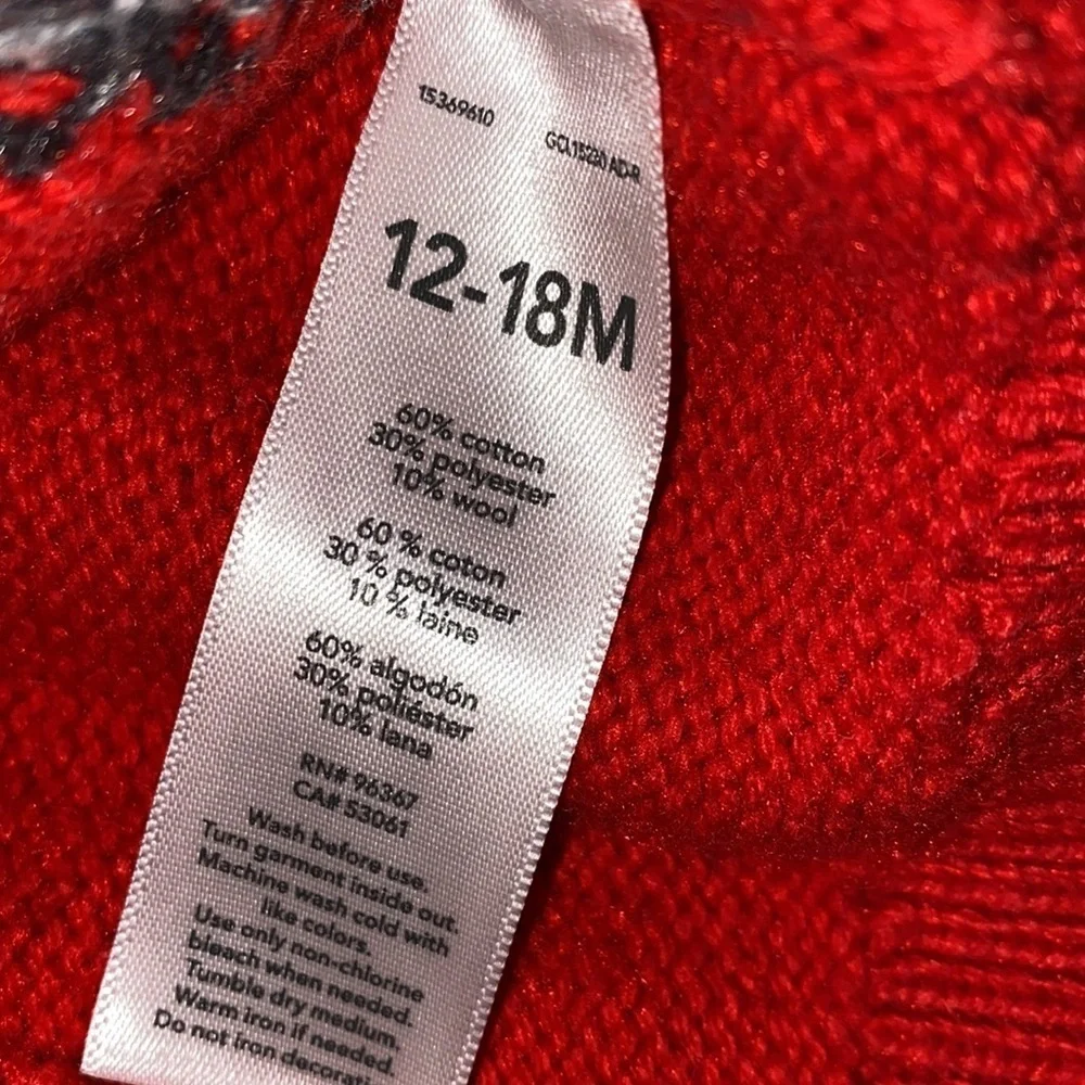 Osh Kosh boys red sweater jacket 12-18 months wool blend